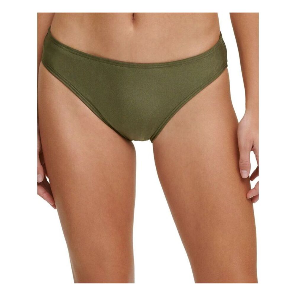 DKNY Women's Green Stretch Low-Rise Bikini Classic Scoop Swimsuit Bottom XL